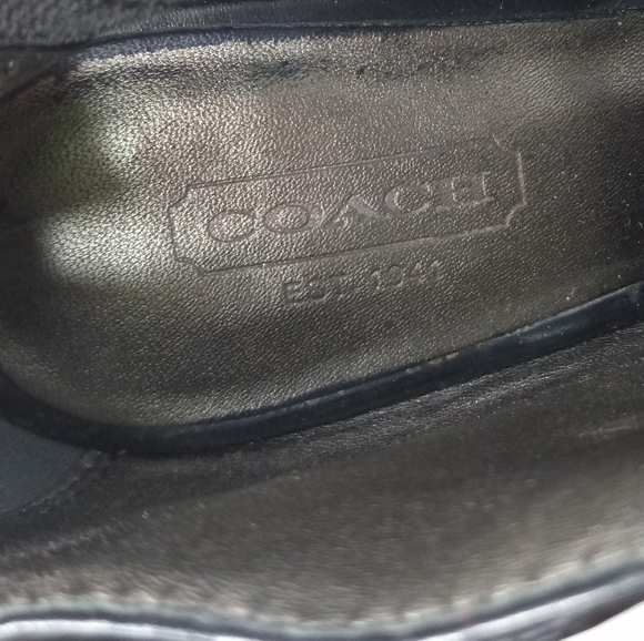 COACH Brandie Black Leather Silver Logo Button PeepToe Booties WornButNotWornOut - Picture 4 of 16